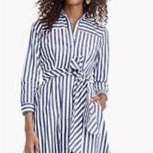 J. Crew Blue and White Striped Midi Dress